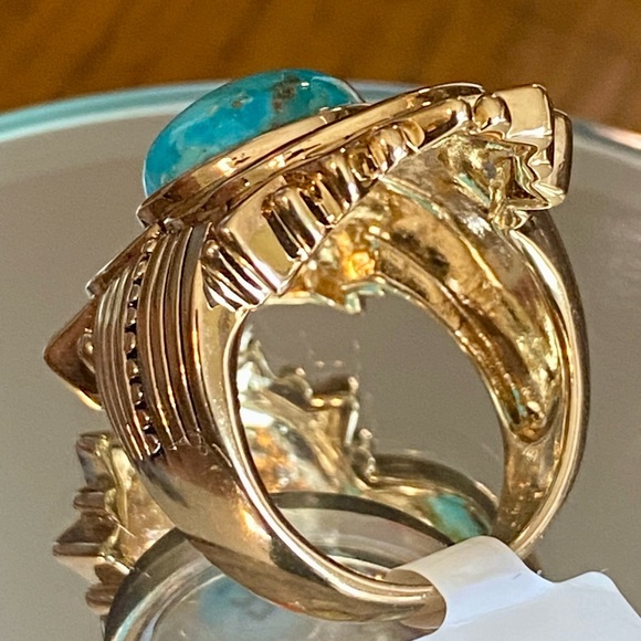 Yellow Gold with Turquoise Ring! 8 - Picture 6 of 9